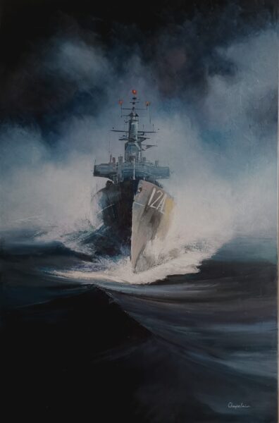 Frégate - Huile sur toile - 116x73 cm