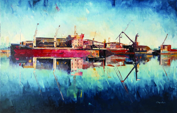 Port de Saint-Malo - Peinture au couteau - 100x65 cm
